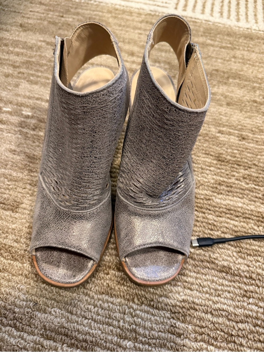 Women's Paul Green Metallic Peep-Toe Bootie Heels